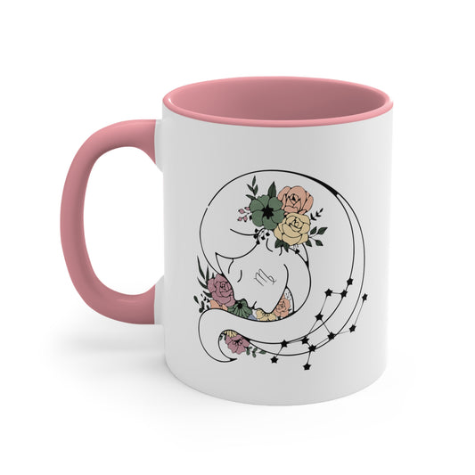 Virgo Floral Line Drawn Zodiac Accent Coffee Mug, 11oz