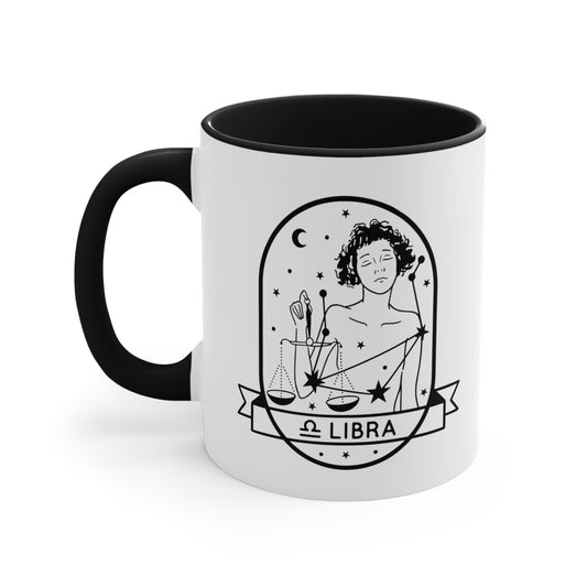 Libra Line Drawn Zodiac Accent Coffee Mug, 11oz